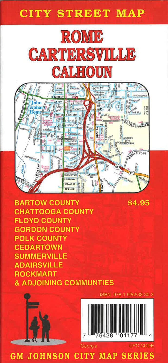 Plan des rues - Rome, Cartersville et Calhoun City | GM Johnson carte pliée GM Johnson 