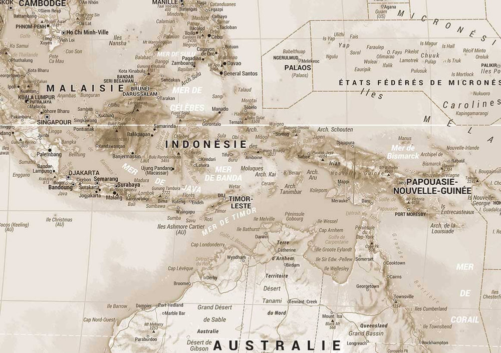Planisphère plastifié - Monde politique, style vintage (133 x 90 cm) | Blay Foldex carte murale hors dimensions Blay Foldex 