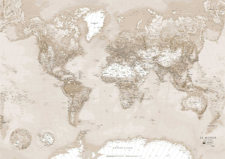 Planisphère plastifié - Monde politique, style vintage (133 x 90 cm) | Blay Foldex carte murale hors dimensions Blay Foldex 