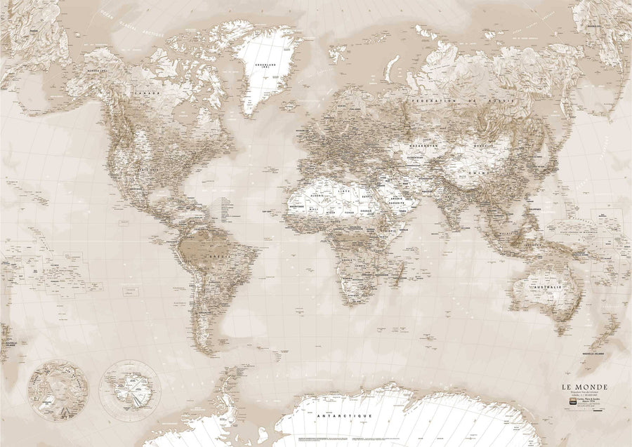 Planisphère plastifié - Monde politique, style vintage (133 x 90 cm) | Blay Foldex carte murale hors dimensions Blay Foldex 