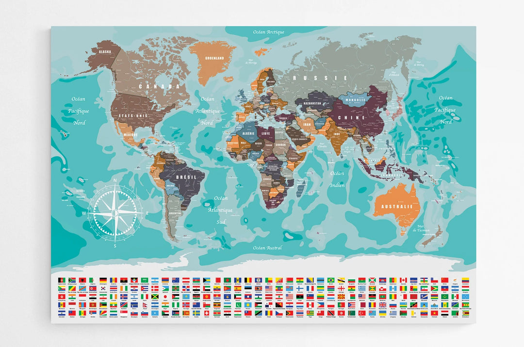 Poster du monde vintage - Planisphère réalisé par Blay-Foldex