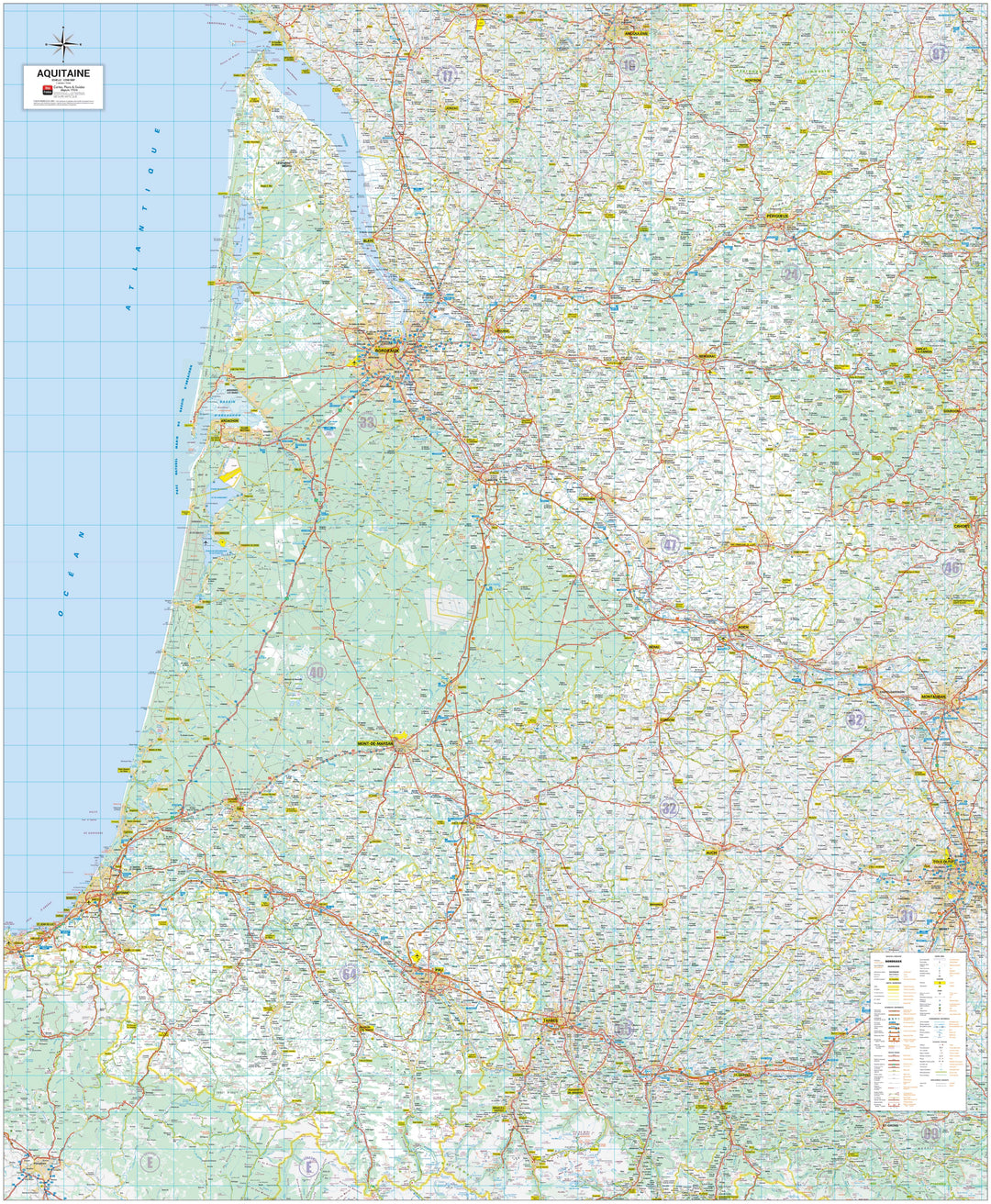 Poster - Aquitaine (135 × 164 cm) | Blay Foldex carte murale hors dimensions Blay Foldex 