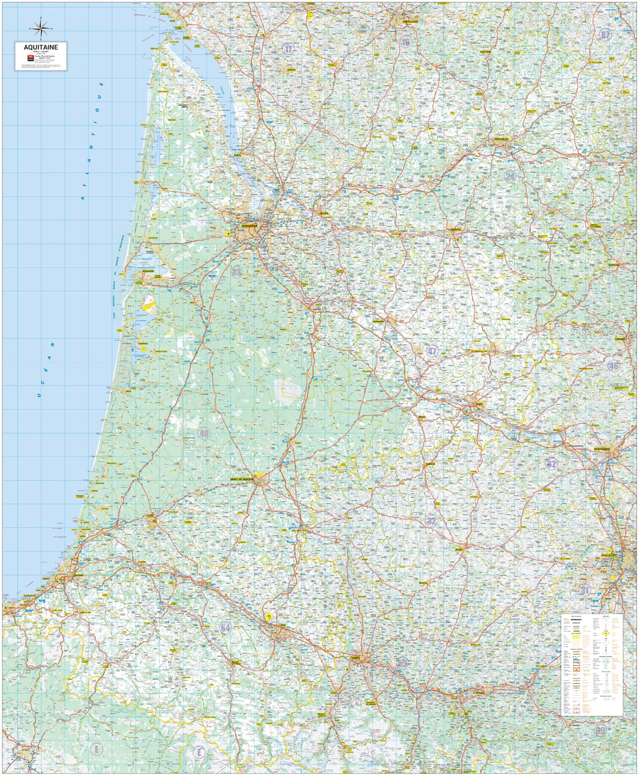 Poster - Aquitaine (135 × 164 cm) | Blay Foldex carte murale hors dimensions Blay Foldex 