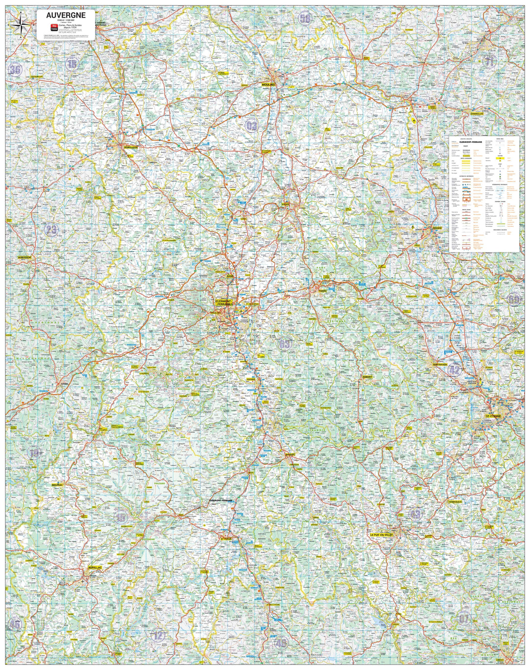 Poster - Auvergne (98 × 124 cm) | Blay Foldex carte murale hors dimensions Blay Foldex 