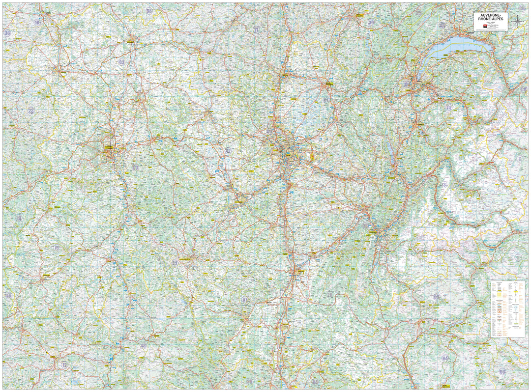 Poster - Auvergne-Rhône-Alpes (203 × 150 cm) | Blay Foldex carte murale hors dimensions Blay Foldex 