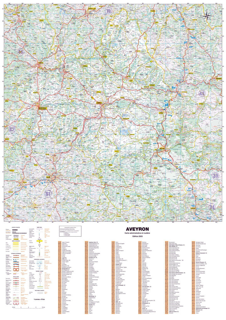 Poster - Aveyron (119 x 85 cm) | Blay Foldex carte murale hors dimensions Blay Foldex 