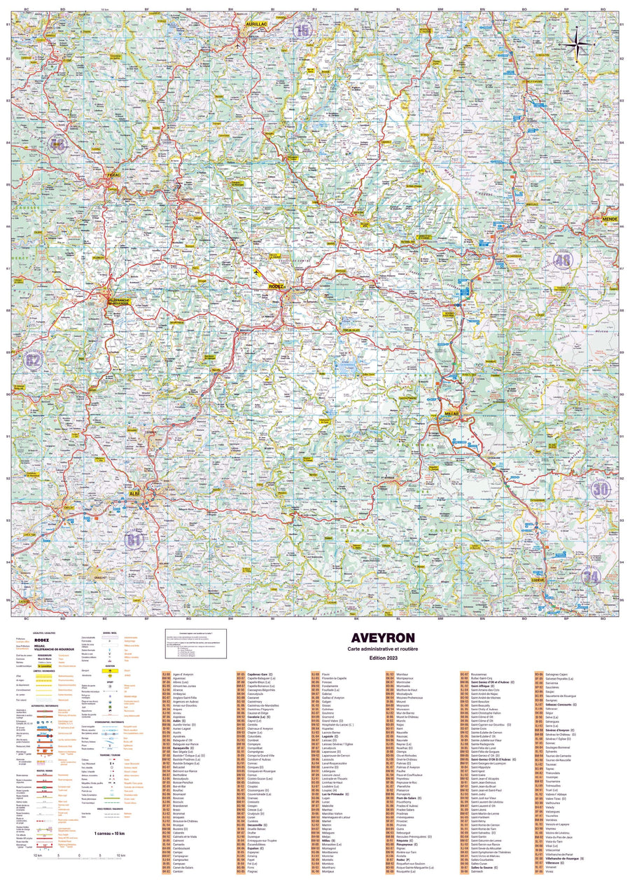 Poster - Aveyron (119 x 85 cm) | Blay Foldex carte murale hors dimensions Blay Foldex 