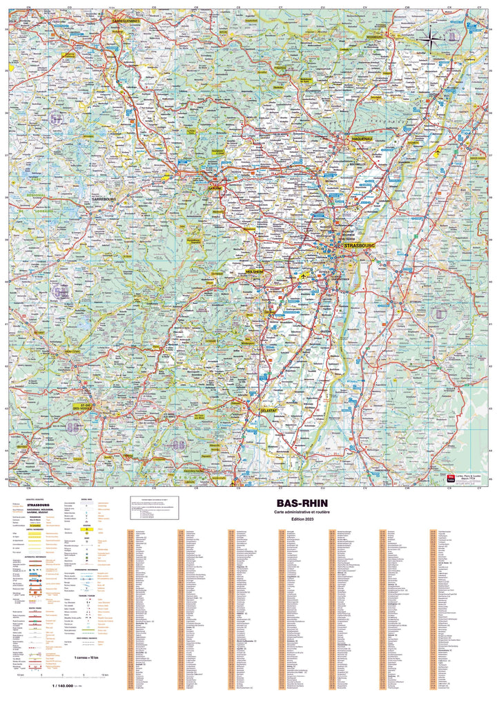 Poster - Bas-Rhin (119 x 85 cm) | Blay Foldex carte murale hors dimensions Blay Foldex 