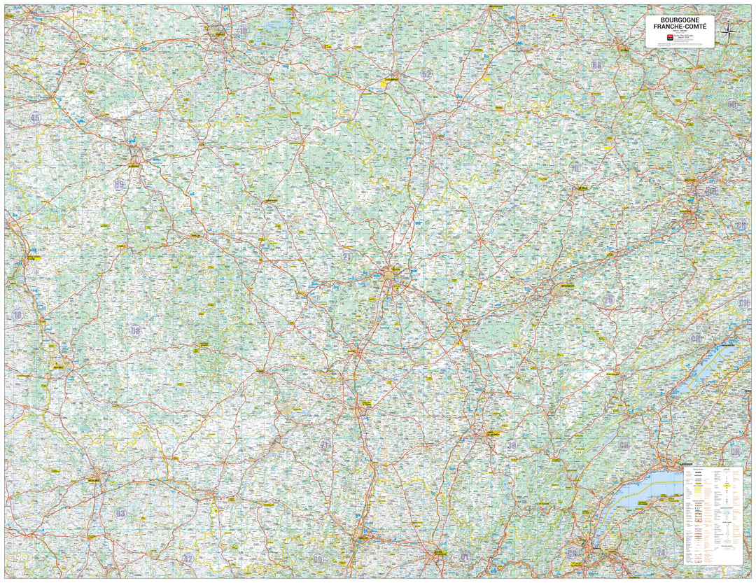 Poster - Bourgogne-Franche-Comté (128 × 166 cm) | Blay Foldex carte murale hors dimensions Blay Foldex 