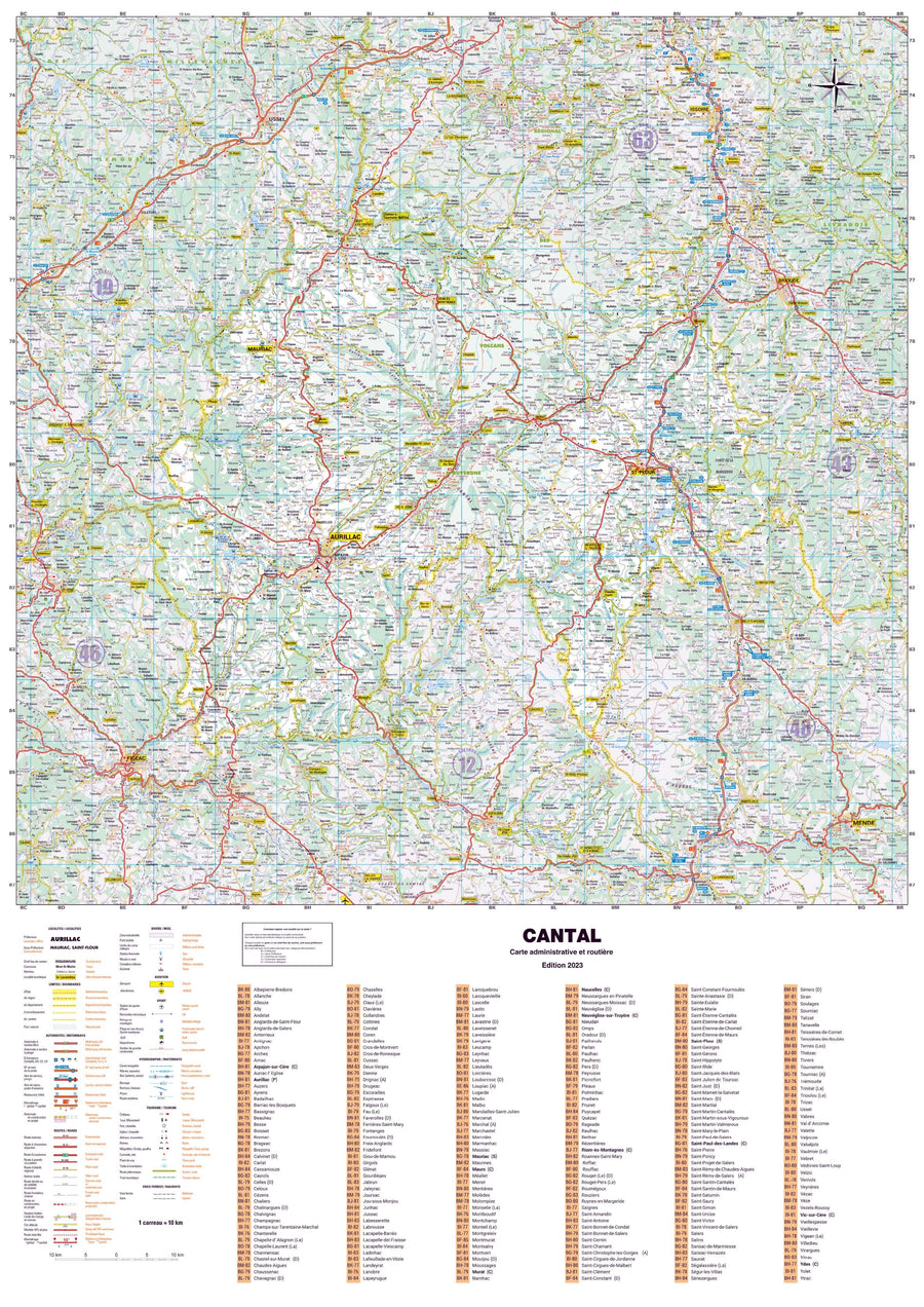 Poster - Cantal (119 x 85 cm) | Blay Foldex carte murale hors dimensions Blay Foldex 