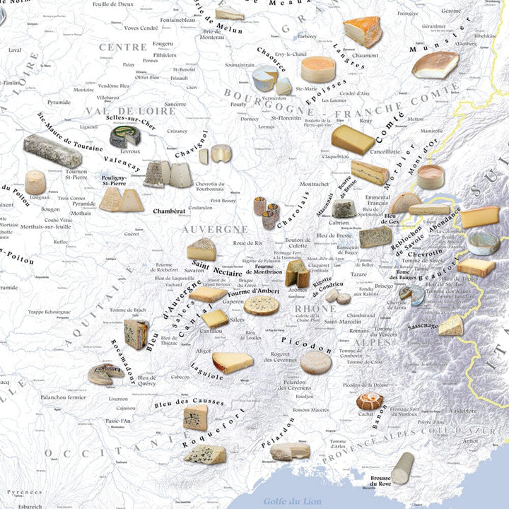 Poster – Carte des fromages AOC de France (80 x 80 cm) | Blay Foldex carte murale hors dimensions Blay Foldex 