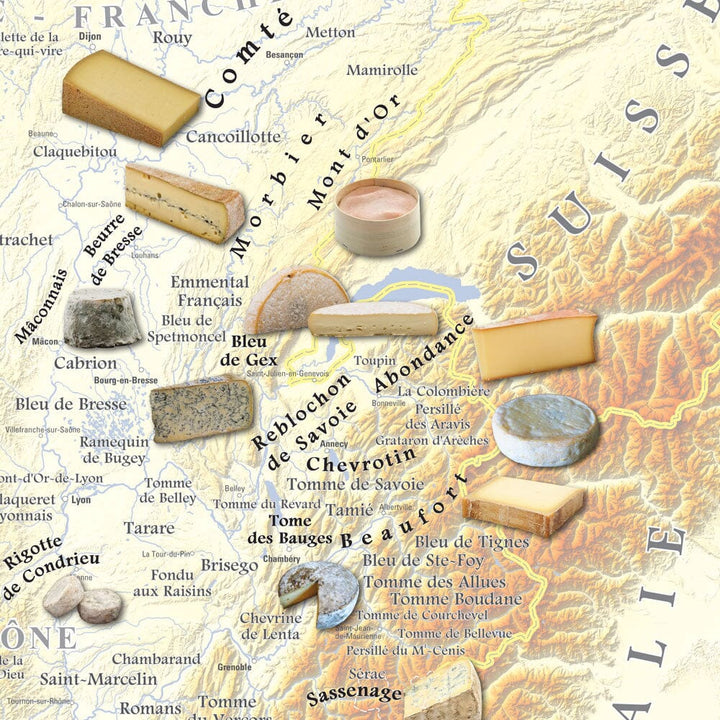 Poster – Carte des fromages AOC de France (80 x 80 cm) | Blay Foldex carte murale hors dimensions Blay Foldex 