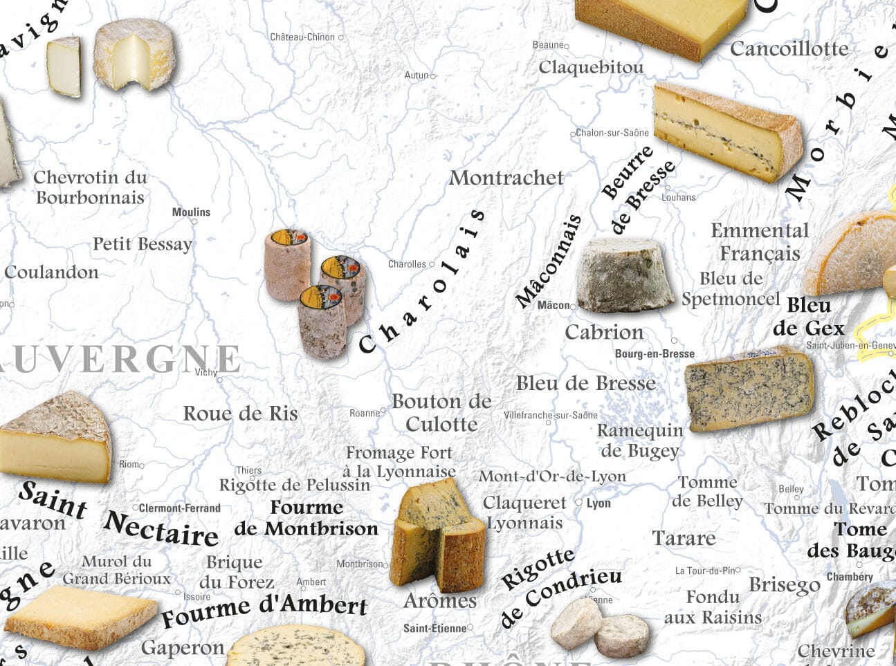 Poster – Map of AOC cheeses of France (80 x 80 cm) | Blay