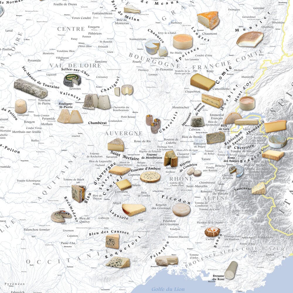 Poster – Carte des fromages AOC de France (80 x 80 cm) | Blay Foldex carte murale hors dimensions Blay Foldex 
