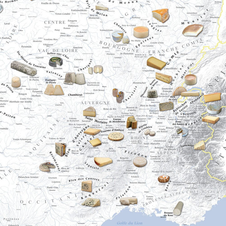 Poster – Carte des fromages AOC de France (80 x 80 cm) | Blay Foldex carte murale hors dimensions Blay Foldex 
