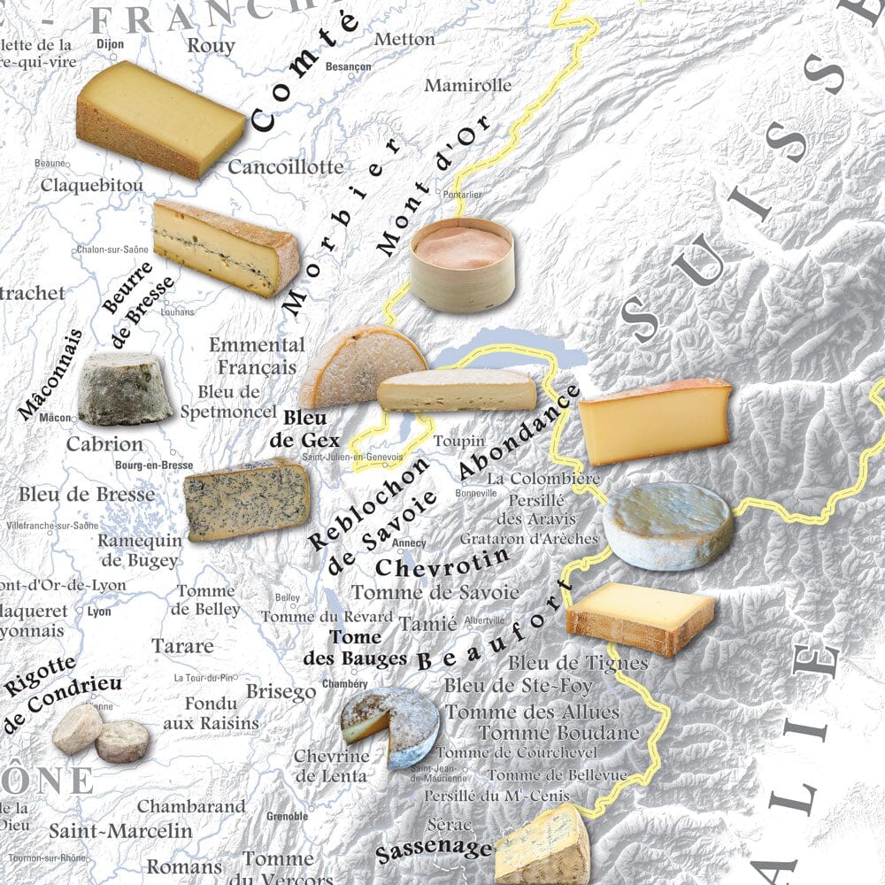 Poster – Carte des fromages AOC de France (80 x 80 cm) | Blay Foldex carte murale hors dimensions Blay Foldex 