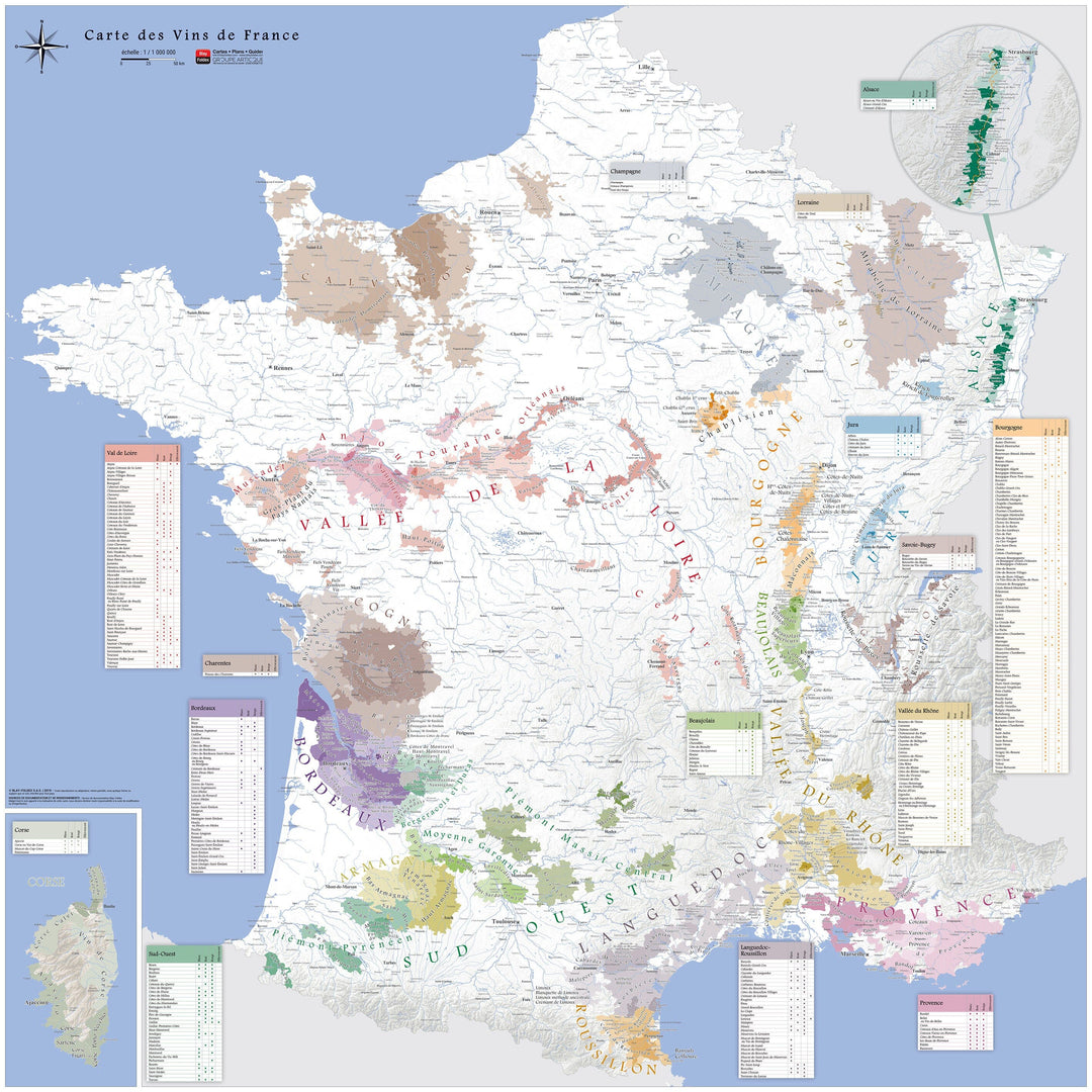 Poster – Carte des vins AOC de la France (100 x 100 cm) | Blay Foldex carte murale hors dimensions Blay Foldex 