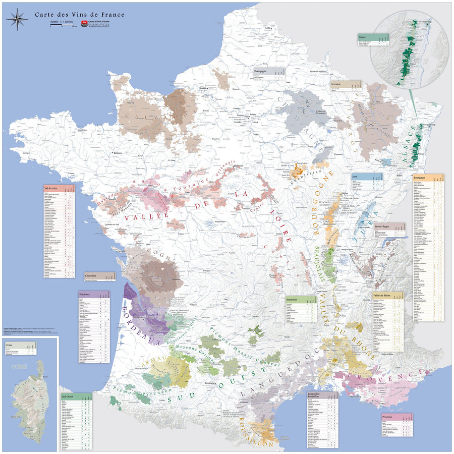 Poster – Carte des vins AOC de la France (100 x 100 cm) | Blay Foldex carte murale hors dimensions Blay Foldex 