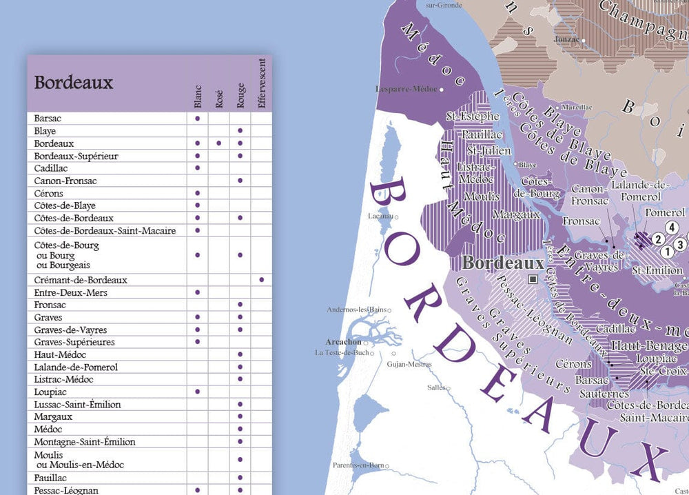 Poster – Carte des vins AOC de la France (100 x 100 cm) | Blay Foldex carte murale hors dimensions Blay Foldex 