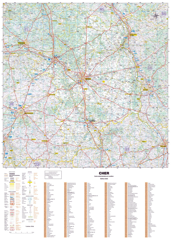 Poster - Cher (119 x 85 cm) | Blay Foldex carte murale hors dimensions Blay Foldex 