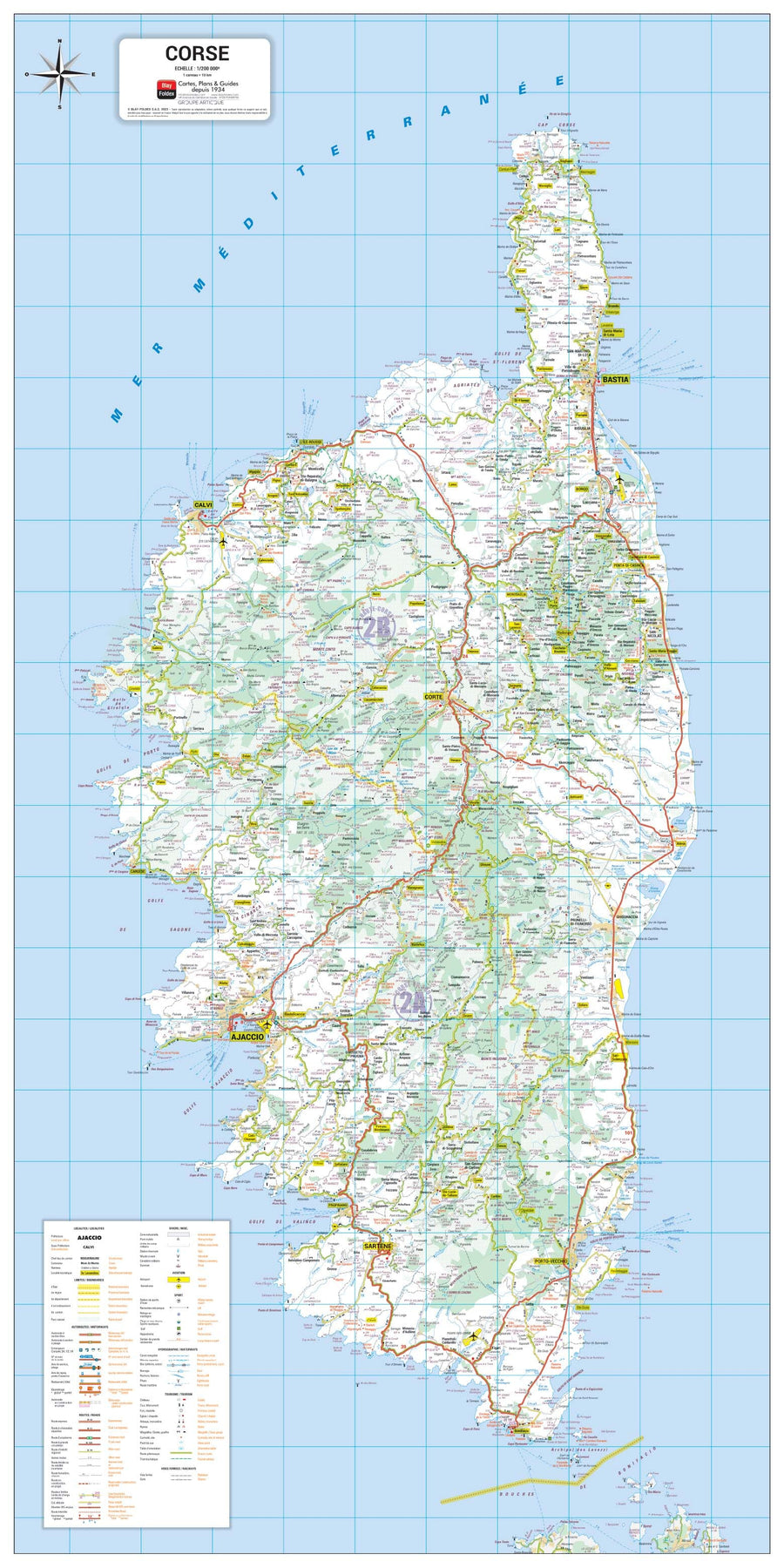 Poster - Corse (110 × 55 cm) | Blay Foldex carte murale hors dimensions Blay Foldex 
