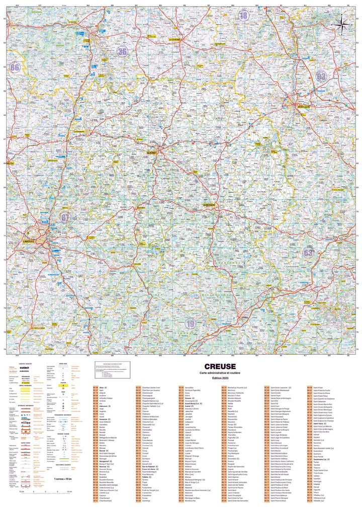 Poster - Creuse (119 x 85 cm) | Blay Foldex carte murale hors dimensions Blay Foldex 