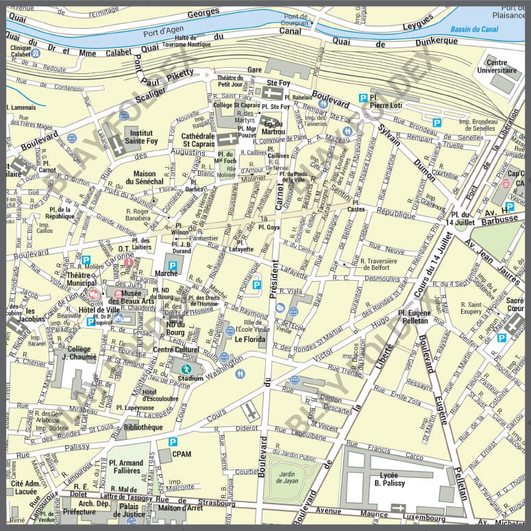 Poster de ville - Agen (70 x 100 cm) | Blay Foldex carte murale hors dimensions Blay Foldex 