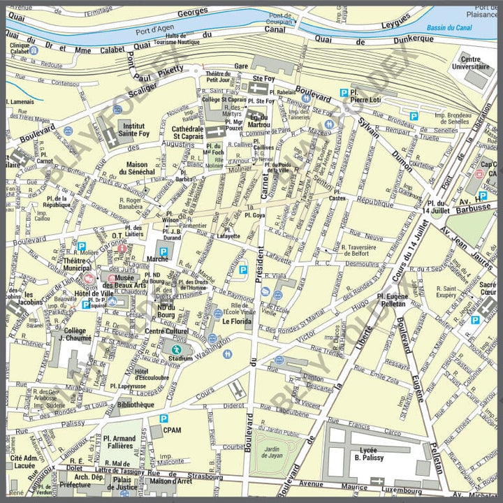 Poster de ville - Agen (70 x 100 cm) | Blay Foldex carte murale hors dimensions Blay Foldex 