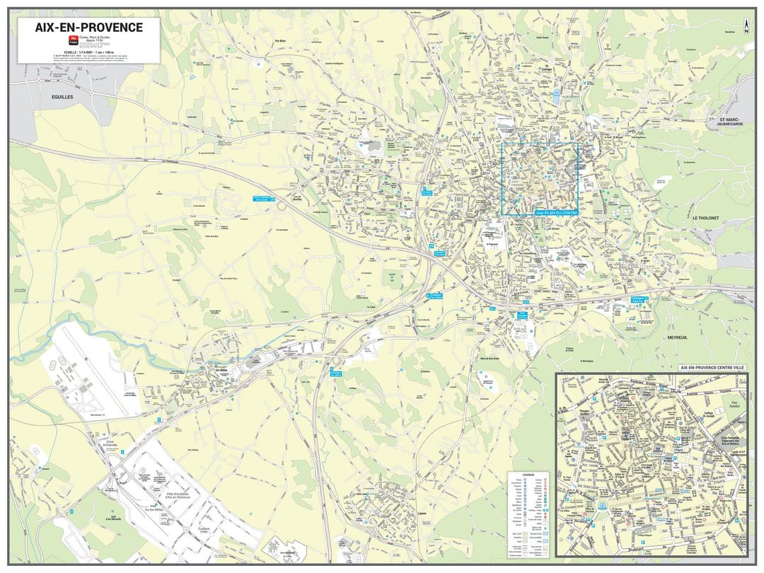 Poster de ville - Aix-en-Provence (80 x 60 cm) | Blay Foldex carte murale hors dimensions Blay Foldex 
