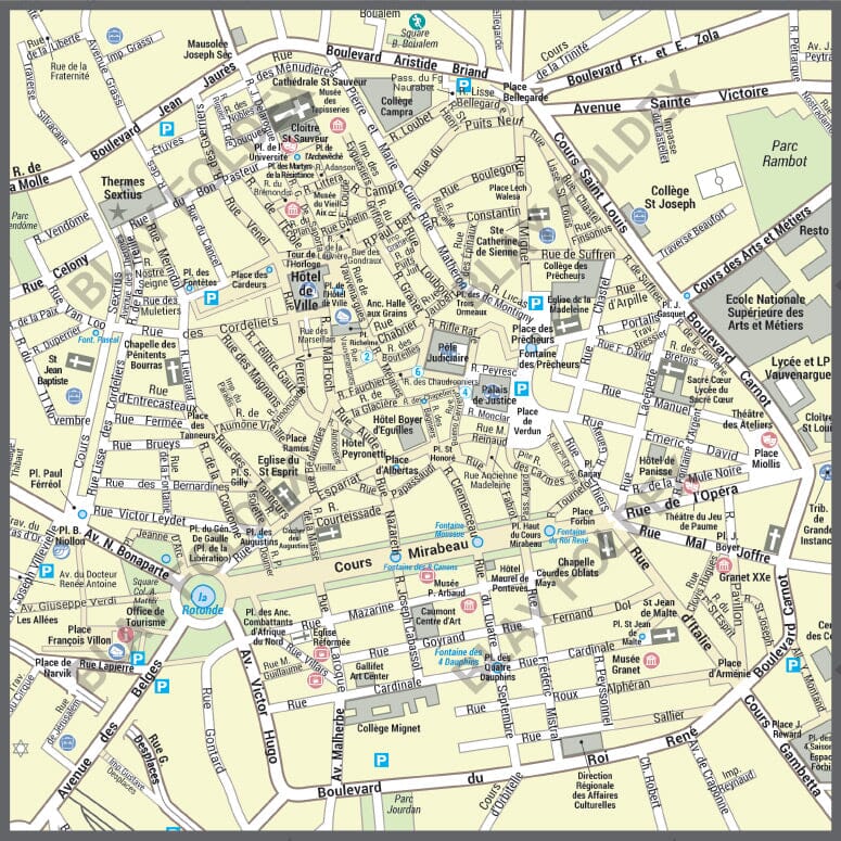 Poster de ville - Aix-en-Provence (80 x 60 cm) | Blay Foldex carte murale hors dimensions Blay Foldex 