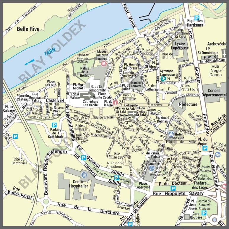 Poster de ville - Albi (100 x 70 cm) | Blay Foldex carte murale hors dimensions Blay Foldex 