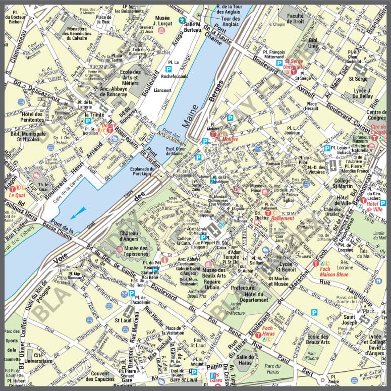 Poster de ville - Angers (70 x 100 cm) | Blay Foldex carte murale hors dimensions Blay Foldex 