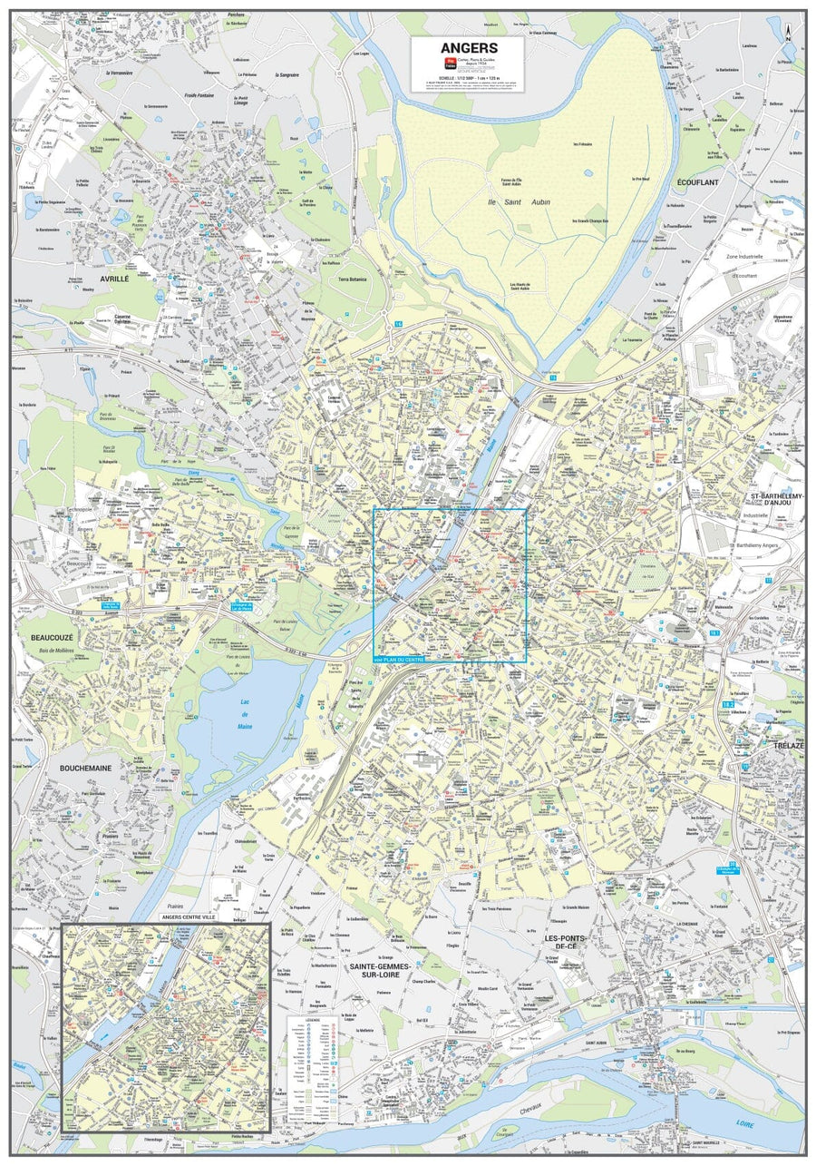 Poster de ville - Angers (70 x 100 cm) | Blay Foldex carte murale hors dimensions Blay Foldex 