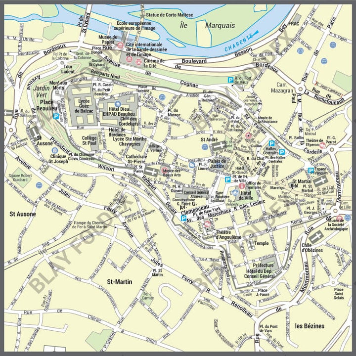 Poster de ville - Angoulême (70 x 100 cm) | Blay Foldex carte murale hors dimensions Blay Foldex 