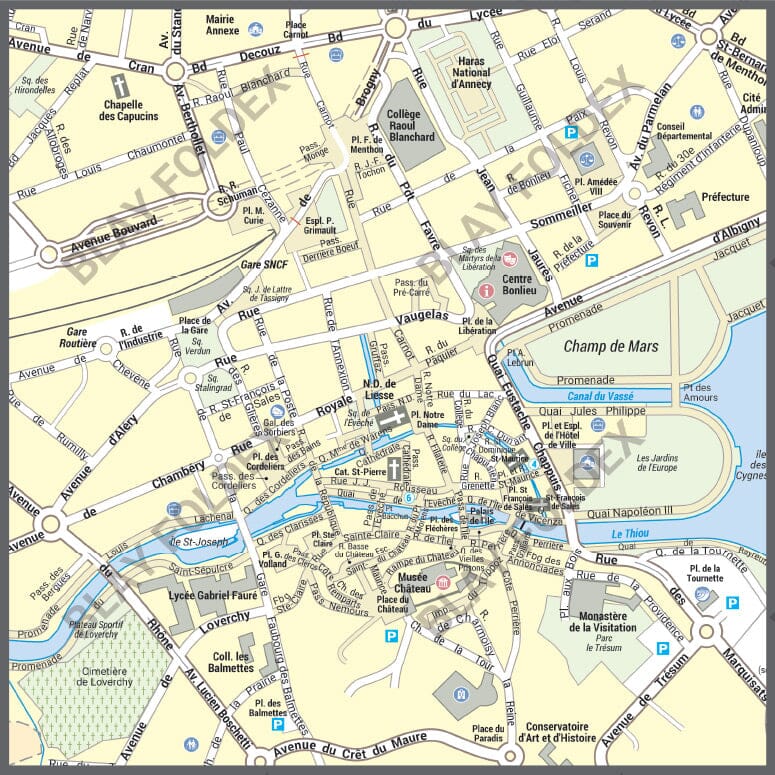 Poster de ville - Annecy (70 x 100 cm) | Blay Foldex carte murale hors dimensions Blay Foldex 