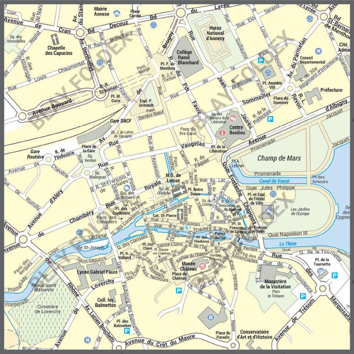 Poster de ville - Annecy (70 x 100 cm) | Blay Foldex carte murale hors dimensions Blay Foldex 