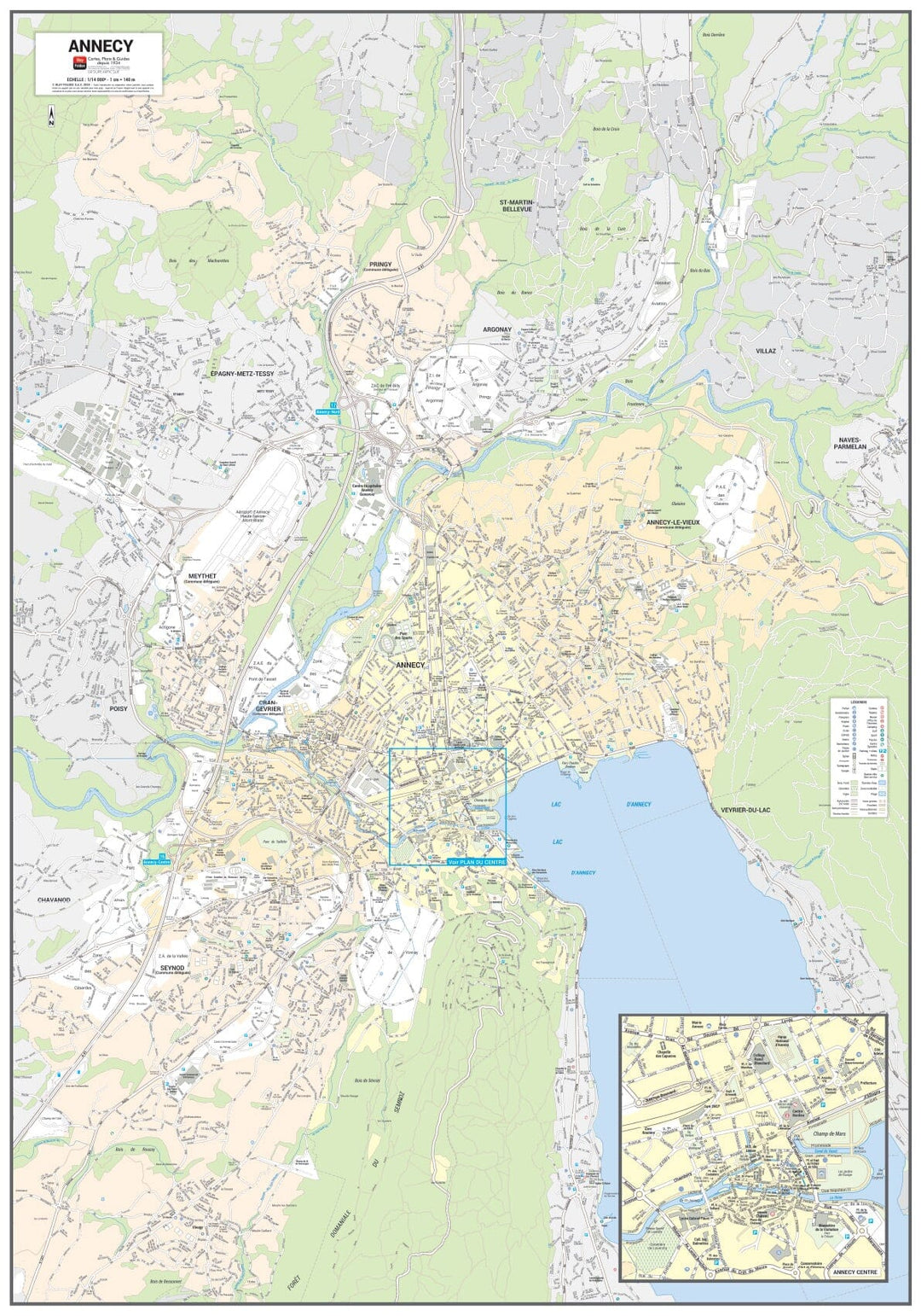 Poster de ville - Annecy (70 x 100 cm) | Blay Foldex carte murale hors dimensions Blay Foldex 