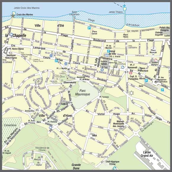 Poster de ville - Arcachon Format (100 x 70 cm) | Blay Foldex carte murale hors dimensions Blay Foldex 