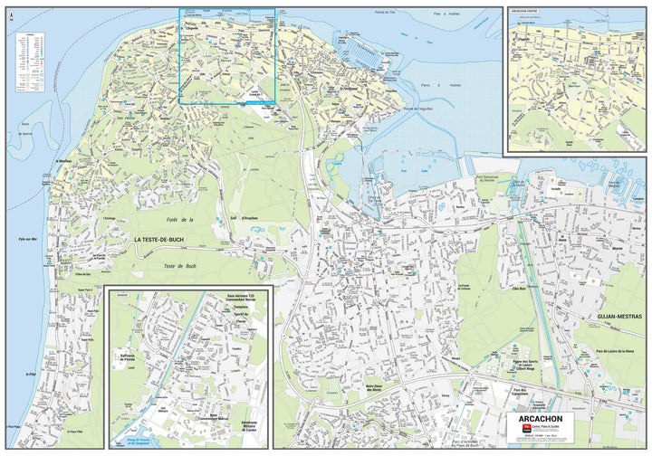 Poster de ville - Arcachon Format (100 x 70 cm) | Blay Foldex carte murale hors dimensions Blay Foldex 