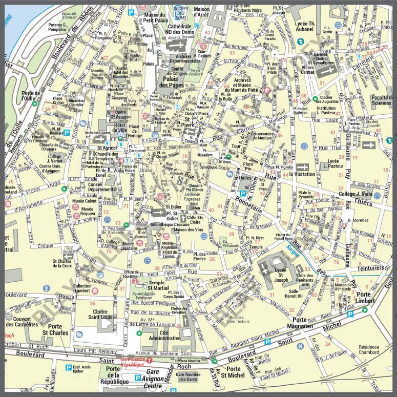 Poster de ville - Avignon (100 x 70 cm) | Blay Foldex carte murale hors dimensions Blay Foldex 