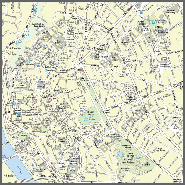 Poster de ville - Béziers (100 x 70 cm) | Blay Foldex carte murale hors dimensions Blay Foldex 