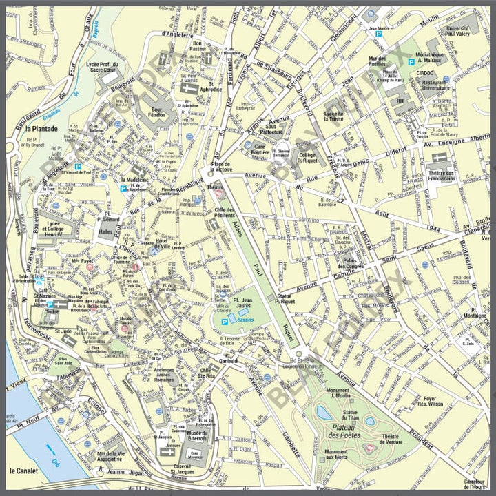 Poster de ville - Béziers (100 x 70 cm) | Blay Foldex carte murale hors dimensions Blay Foldex 