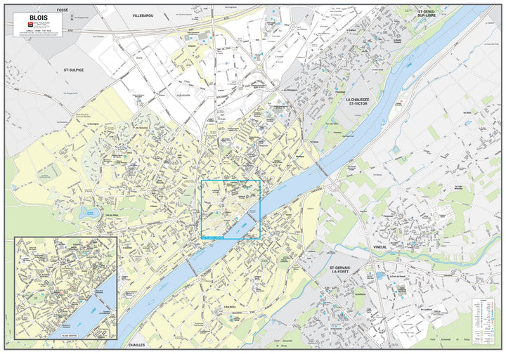 Poster de ville - Blois (100 x 70 cm) | Blay Foldex carte murale hors dimensions Blay Foldex 