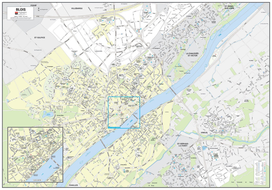 Poster de ville - Blois (100 x 70 cm) | Blay Foldex carte murale hors dimensions Blay Foldex 