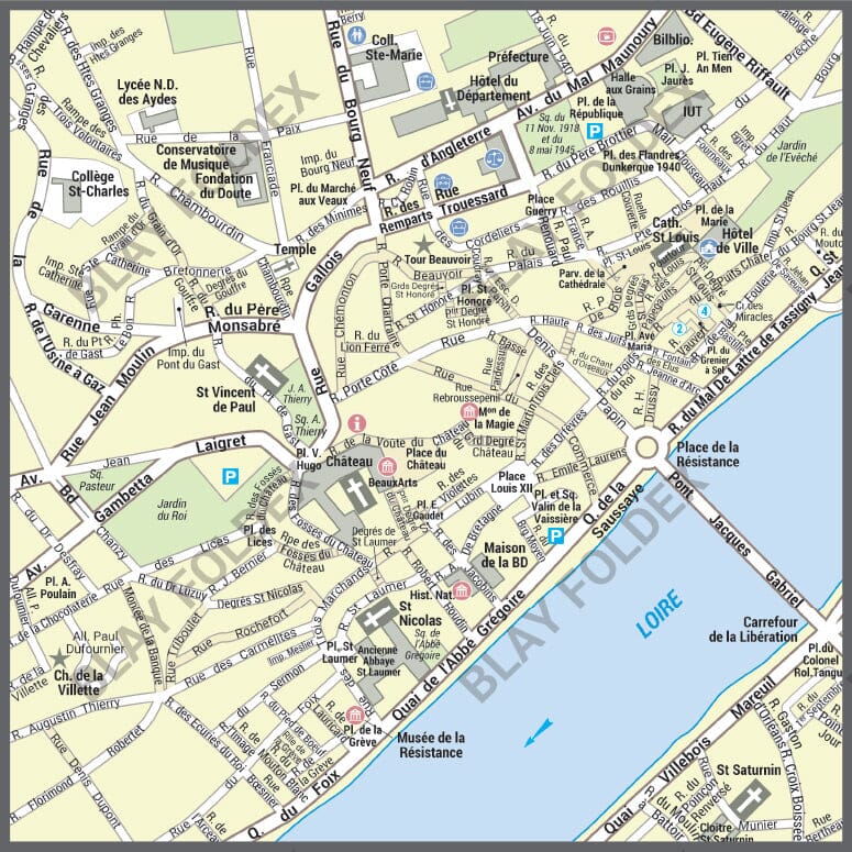 Poster de ville - Blois (100 x 70 cm) | Blay Foldex carte murale hors dimensions Blay Foldex 