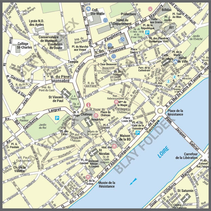 Poster de ville - Blois (100 x 70 cm) | Blay Foldex carte murale hors dimensions Blay Foldex 