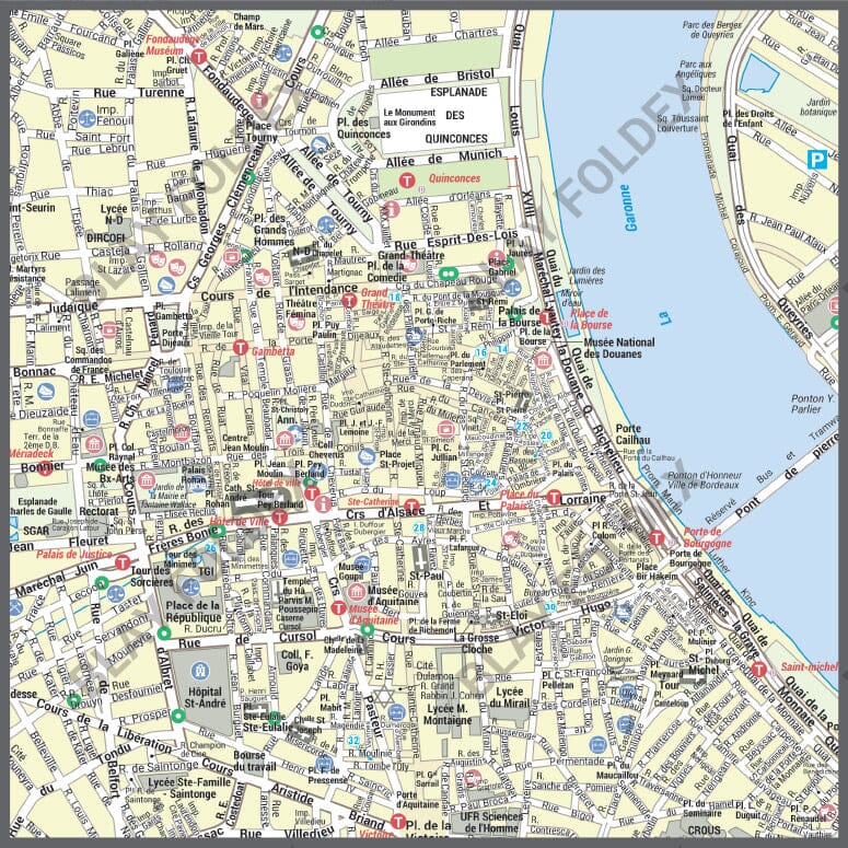 Poster de ville - Bordeaux (70 x 100 cm) | Blay Foldex carte murale hors dimensions Blay Foldex 
