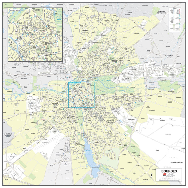 Poster de ville - Bourges (70 x 70 cm) | Blay Foldex carte murale hors dimensions Blay Foldex 