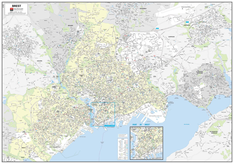 Poster de ville - Brest (100 x 70 cm) | Blay Foldex carte murale hors dimensions Blay Foldex 
