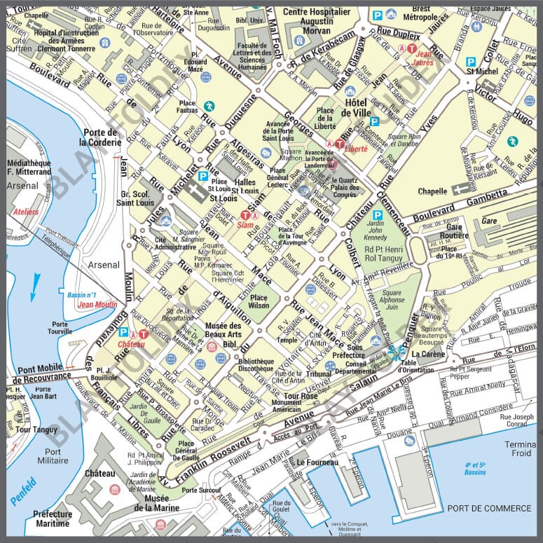Poster de ville - Brest (100 x 70 cm) | Blay Foldex carte murale hors dimensions Blay Foldex 